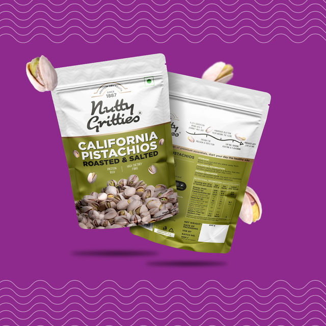 Nutty Gritties Roasted Pistachios - Lightly Salted, Non-Fried, Zero-Oil