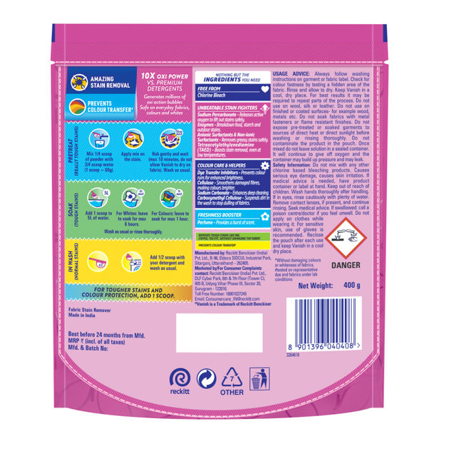Vanish Powder - Stain Remover & Detergent Booster For Clothes 400 g Combo