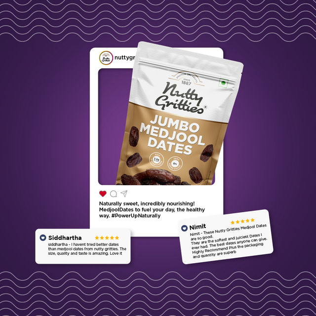Nutty Gritties Jumbo Medjool Dates - High Fibre, Rich Caramel Taste