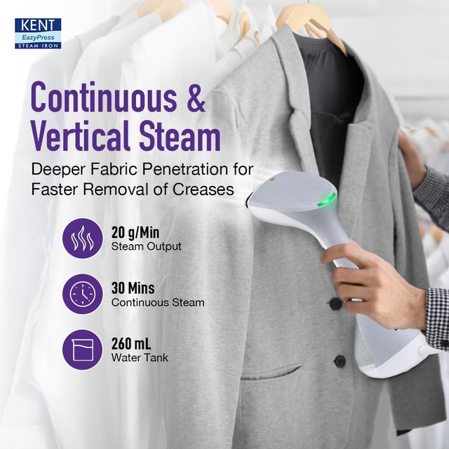 Kent Swift Handheld Garment Steamer 1300 Watts | 260 ml Detachable Tank