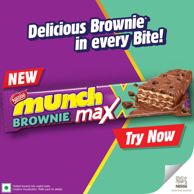 Nestle Munch Max Brownie Crunchy Wafer With Cocoa Brownie Bits