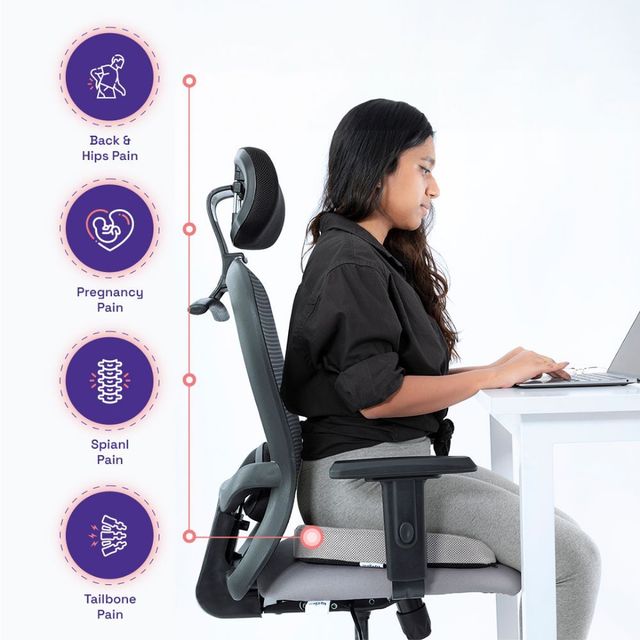 Coccyx Seat Cushion | Ideal for Weights 60kg and Above Cushion for Chair & Car Seat Lower Back Grey