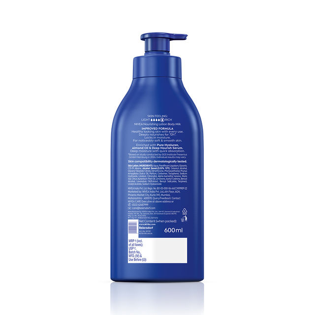 NIVEA Nourishing Body Lotion Body Milk|48 H Moisturization|2X Almond Oil|For Very Dry Skin 600 ml X 2 Combo
