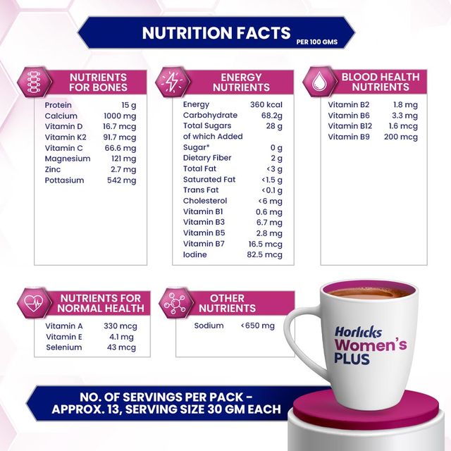 Horlicks Women's Plus Chocolate Drink Mix