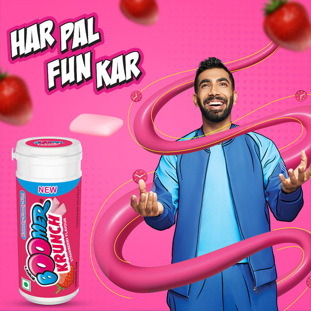 Boomer Krunch Strawberry Flavour Chewing Gum Tube