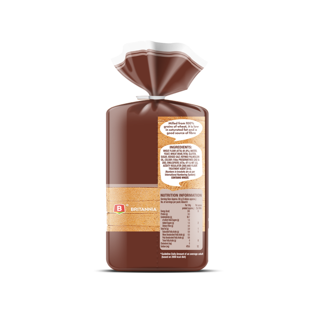 Nutella Hazelnut Spread With Cocoa (350g) & Britannia 100% Whole Wheat Bread (No Maida) (400g) Combo