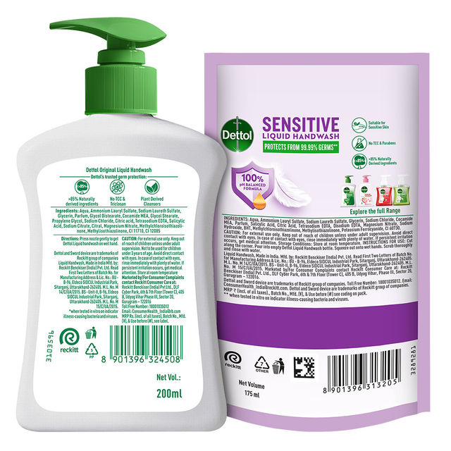 Dettol Original Hand Wash Pump With Free Handwash Refill | 99.99% Germ Protection
