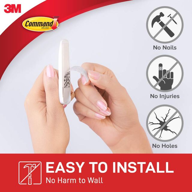Command Wall Hook - Medium Size, Pack Of 2, Capacity - 1.3Kg