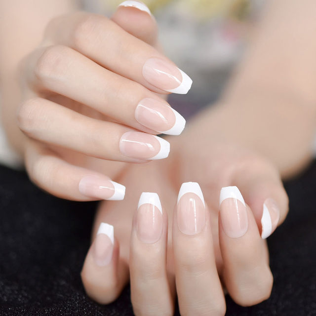 Gush Beauty Nailed It | Reusable Luxury Press On Nails | Medium Coffin | Heavenly | Nude & Grey