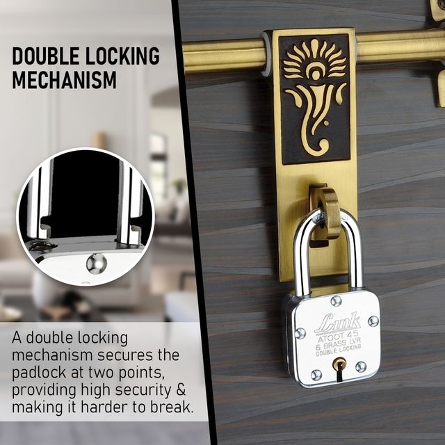 Link Stainless steel Brass Levers With Hardened Shackle Atoot 45 mm padlock with 3 Keys