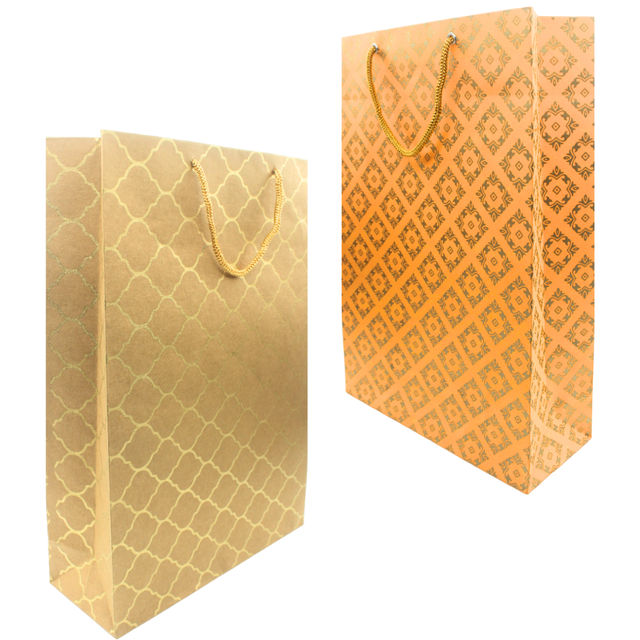 Printed Paper Bag | Size- 10 x 15 x 4 Inch (Colour May Vary)