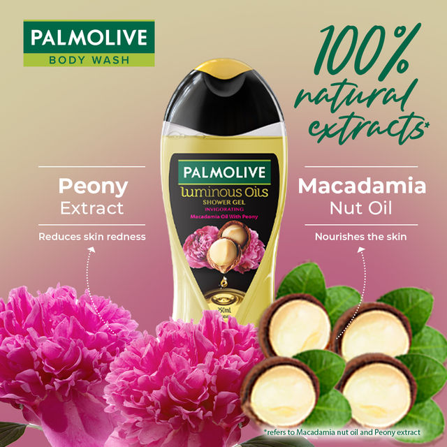 Palmolive Body Wash Luminous Oils Invigorating Shower Gel With 100% Natural Macadamia Oil & Peony Extracts
