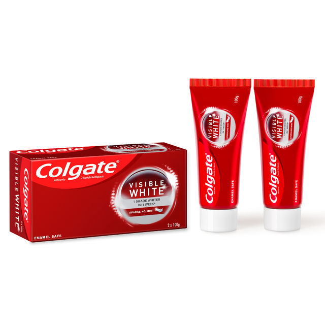 Colgate Visible White Toothpaste Teeth Whitening Starts in 1 week Safe on Enamel, Stain Removal