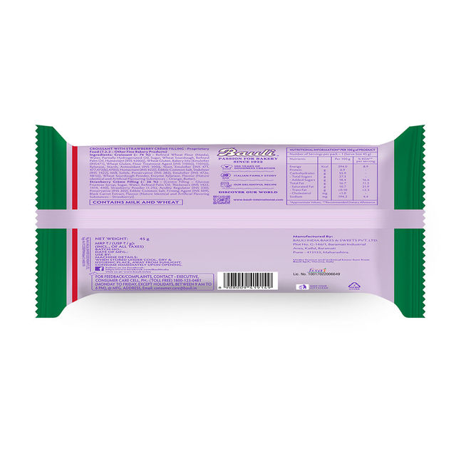 Bauli Moonfils Croissants Strawberry (Veg) 50 g Combo