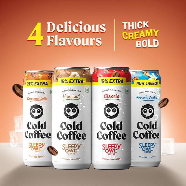 Sleepy Owl Cold Coffee Can - Classic(200ml), Sleepy Owl Cold Coffee Can - Hazelnut(200ml) & Sleepy Owl Cold Coffee Can - Salted Caramel(200ml) Combo