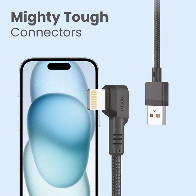 Toreto USB to Lightning 3A Fast Charging Cable Compatible for iPhone 14 |13 | 12 |11 | X | 8 | 7