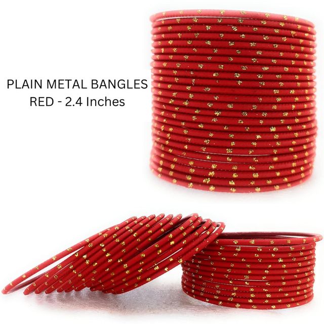 Bangles Red Size 2.4 Inch Metal