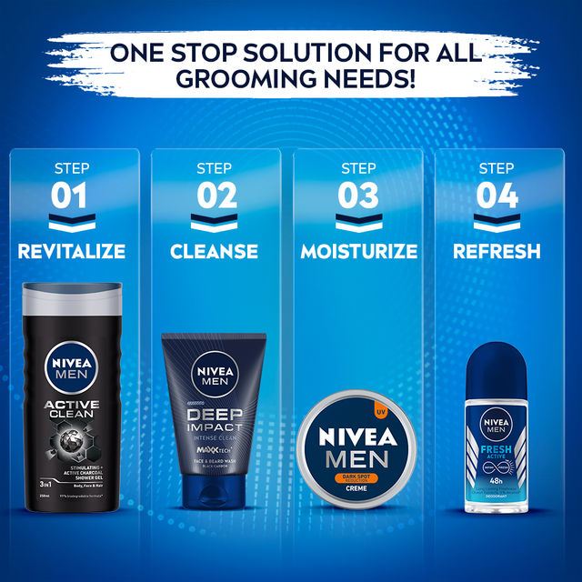 Nivea Men Face Wash Deep Impact Intense Clean For Beard & Face With Black Carbon 100 g Combo