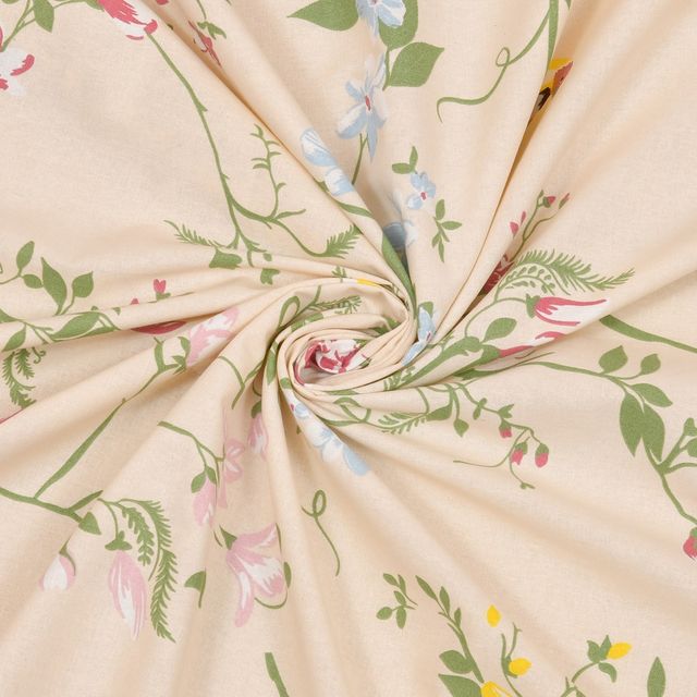 Haus & Kinder Peach Floral Single Bedsheet - 100% Cotton (145x225cm)