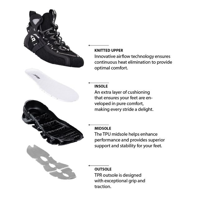 Atom Men's Alpha Predator Black Sneakers - UK 6