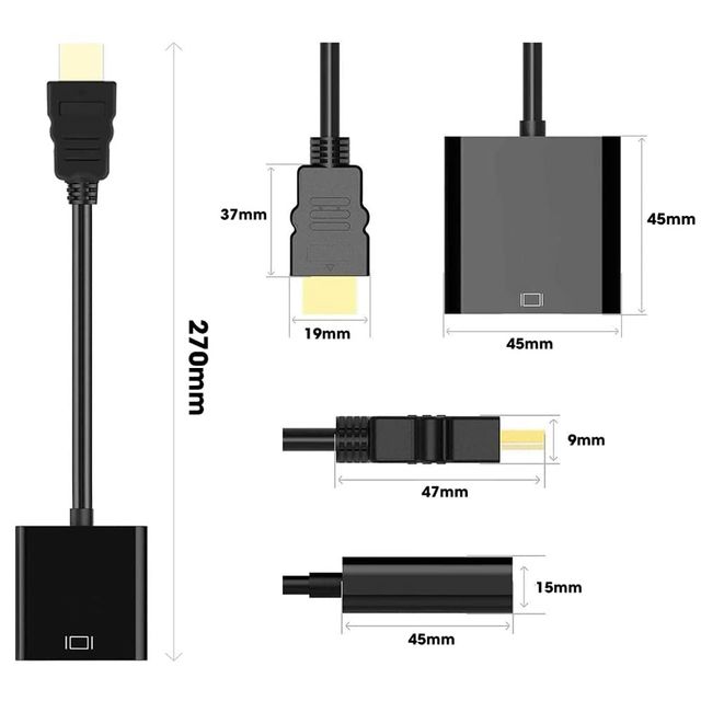 Sounce Hdmi To Vga Gold Plated High-Speed 1080P Active Hdtv Hdmi To Vga Adapter (Black)