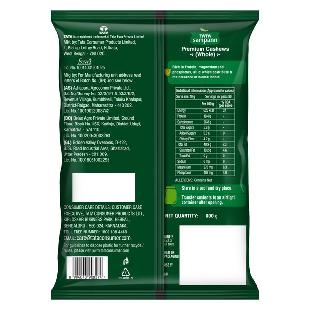 Tata Sampann Pure Cashews Whole Kaju