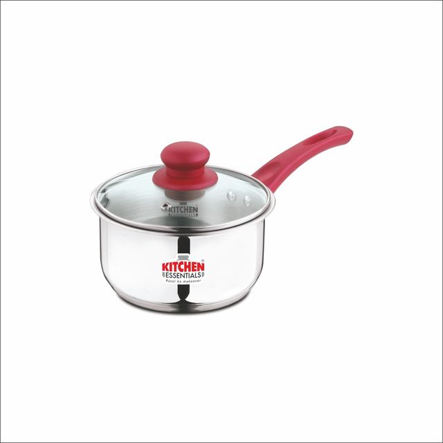 Kitchen Essentials Perpetua-Impact Forged Bottom Sauce Pan 16 with Glass lid, Soft Touch handles