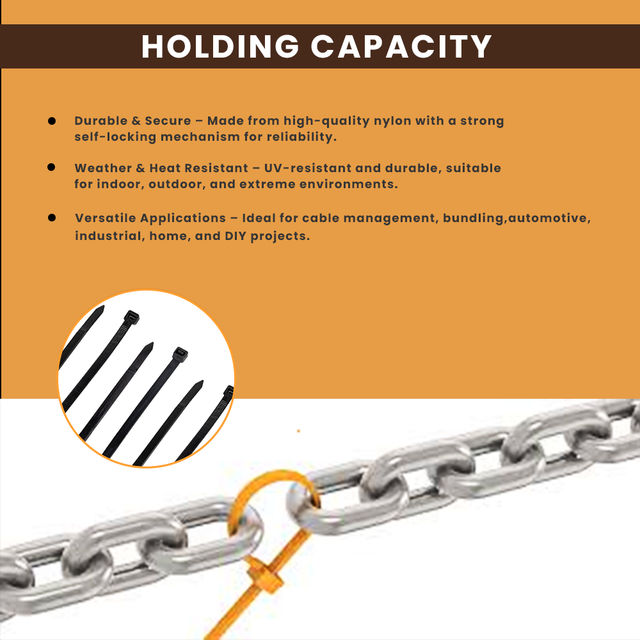 Potauto Cable Ties Multipurpose Teeth Grip Self Locking Cable Tag - 500 mm | White