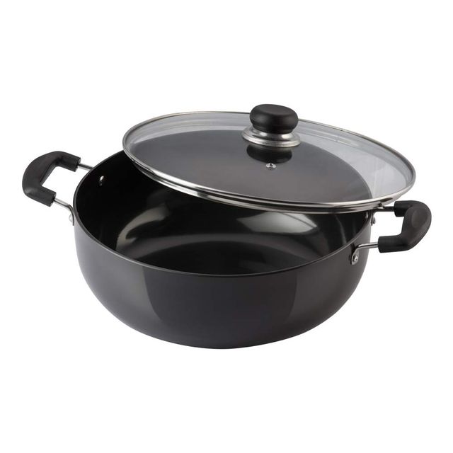 Vinod Hard Anodized Deep Kadai With Glass Lid- 18 Cm, 1.6 Ltr