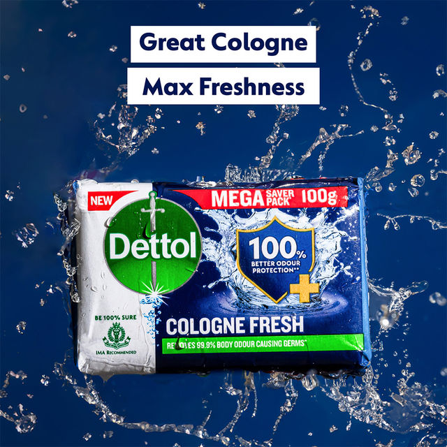 Dettol Cologne Fresh Bathing Soap Bar with 100% better odour protection