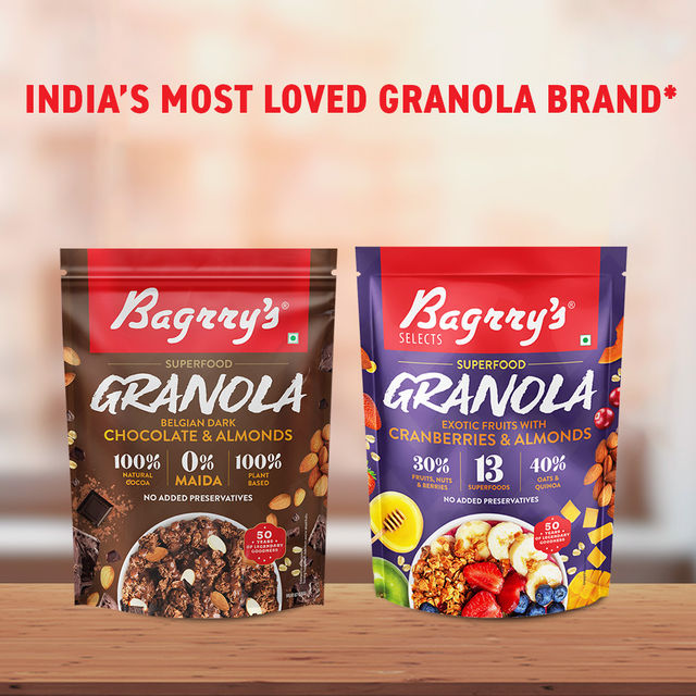 Bagrry's Belgian Dark Chocolate & Almonds Granola (100% Natural Cocoa)