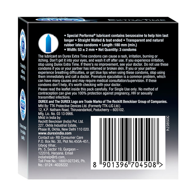 Durex Extra Time Condom (Pack Of 2 Combo)