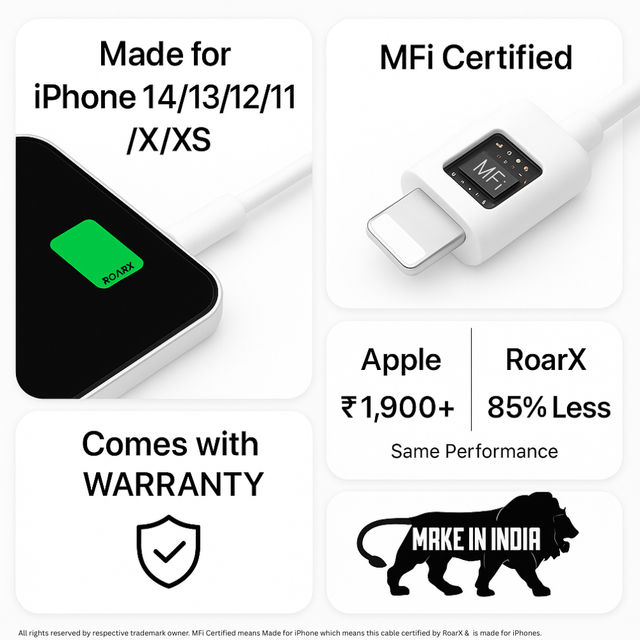 Roarx MFi Certified Type C to Lightning Cable for iPhone