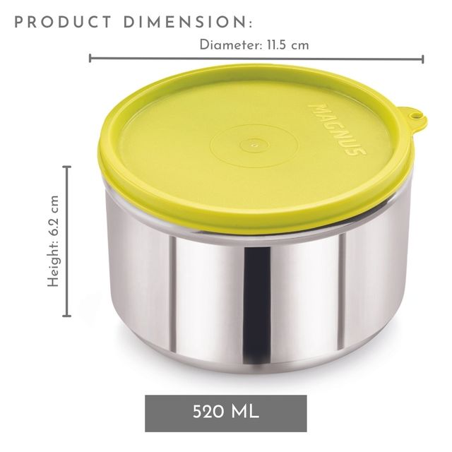 Magnus Easy Lock Stainless Steel 520 ml Storage Container with Leakproof Lid & BPA Free - Assorted