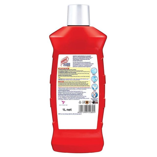 Harpic Disinfectant Toilet Cleaner Liquid Original 1 L & Disinfectant Bathroom Cleaner Liquid Lemon 1 L Combo