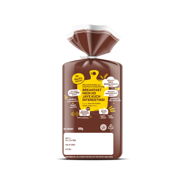 Nutella Hazelnut Spread With Cocoa (350g) & Britannia 100% Whole Wheat Bread (No Maida) (400g) Combo