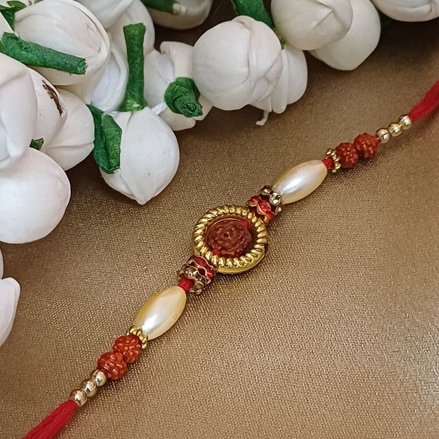 Gullak Rudraksh Circle Rakhi - Traditional and Beautiful
