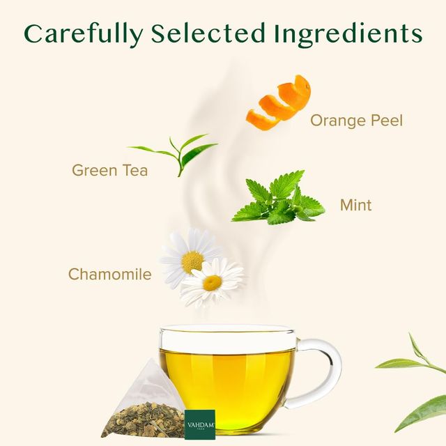 Vahdam Chamomile, Mint, and Citrus Organic Green Tea