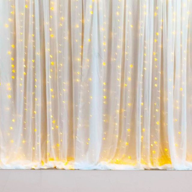 Festive/ Party Decoration Combo (2 Pcs Net Curtains, 1 Pc Led Lights, 2 Pcs Hanger, 1 Pc Ribbon)