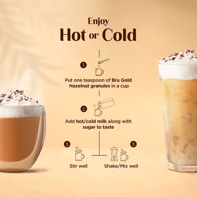 Bru Gold Freeze Dried Hazelnut Instant Coffee