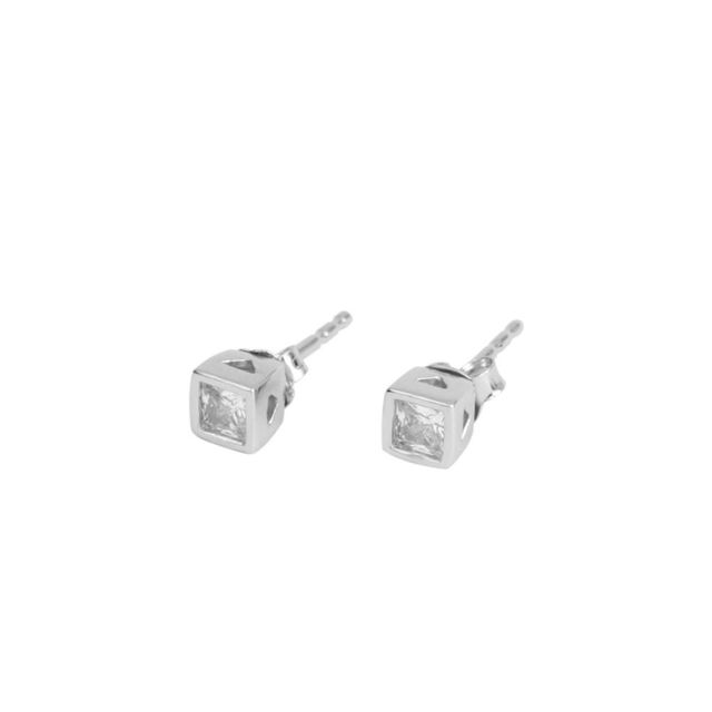 925 Silver Square Bezel Small Earrings by Bodh Gem and Crystals