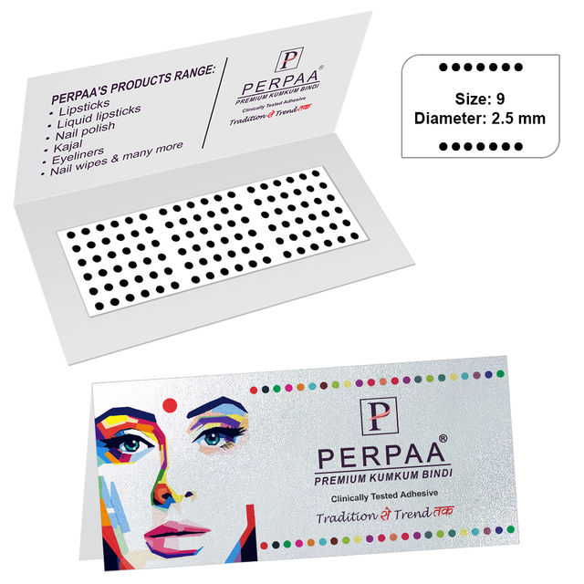 PERPAA Beauty Round Kumkum Bindi for women 1 Flap - Size 9 | Diameter 2.5mm