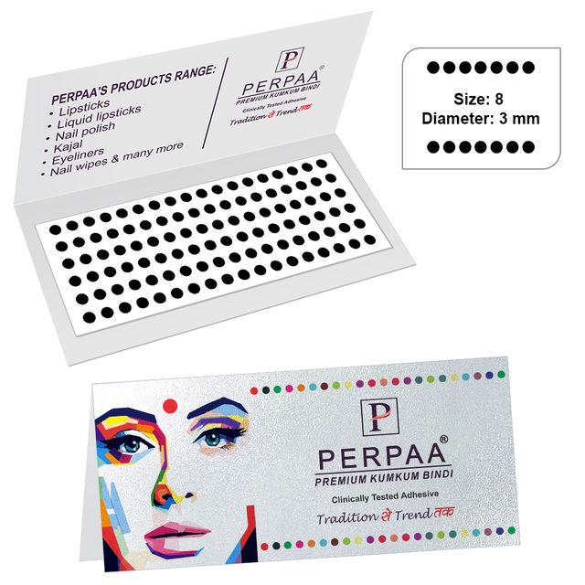 PERPAA Beauty Round Kumkum Bindi for women 1 Flap - Size 8 | Diameter 3mm