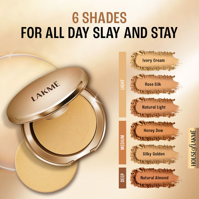 Lakme Powerplay Priming Powder Foundation, 3-in-1, Lasting Matte, Dry/Oily Skin, Natural Almond