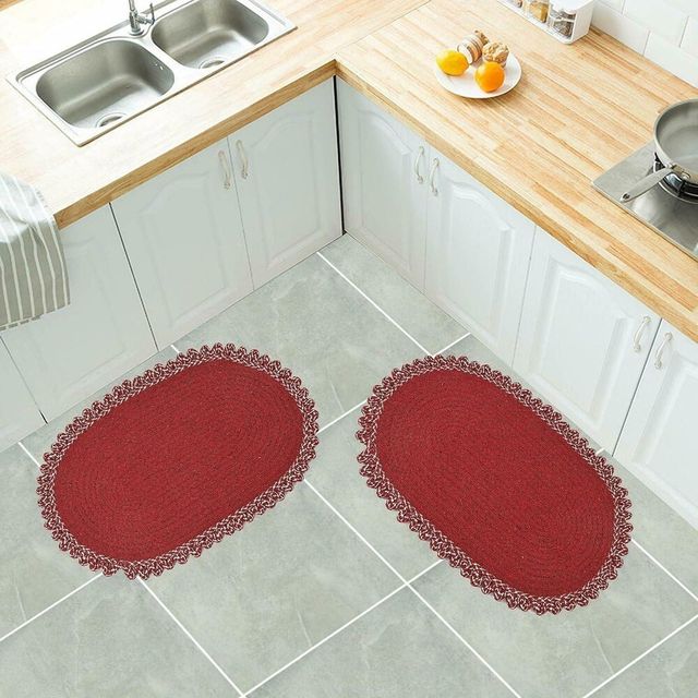 Status New Braided Oval Mat 40 x 60 Cm | Maroon
