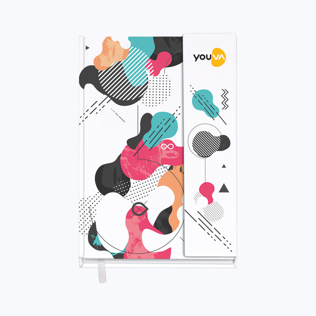 Navneet Youva Magnetic Single Line A5 Size Case Bound 192 Pages Notebook 14.8 x 21 cm - Assorted