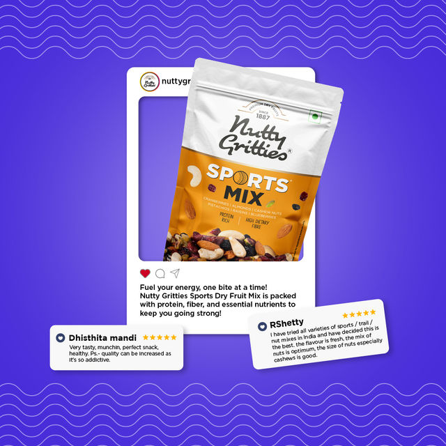 Nutty Gritties Sports Mix - Almonds, Cashews, Pistachios, Berries, Protein-Rich Snack