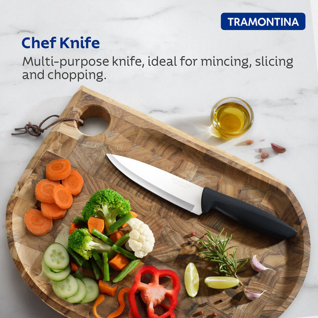 Tramontina Plenus Knife Set with Wooden Block 13.9cm/6 - Polypropylene Handle| Dishwasher Safe | Made in Brazil