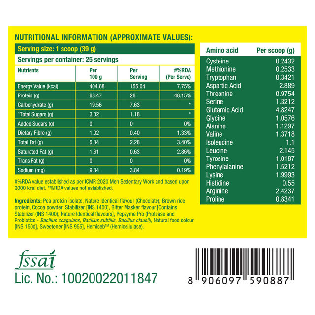 Fast&Up Plant Protein-100% Vegan Protein - Rich Chocolate Flavour