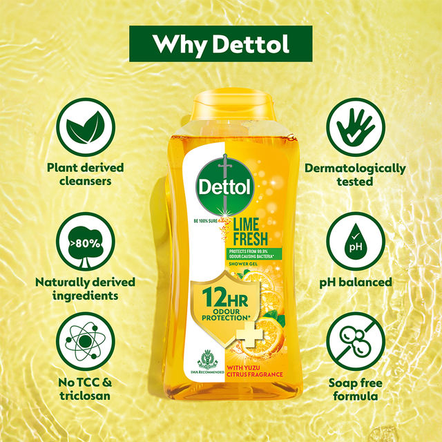 Dettol Body Wash and shower Gel,Lime Fresh Bottle 250 ml Combo
